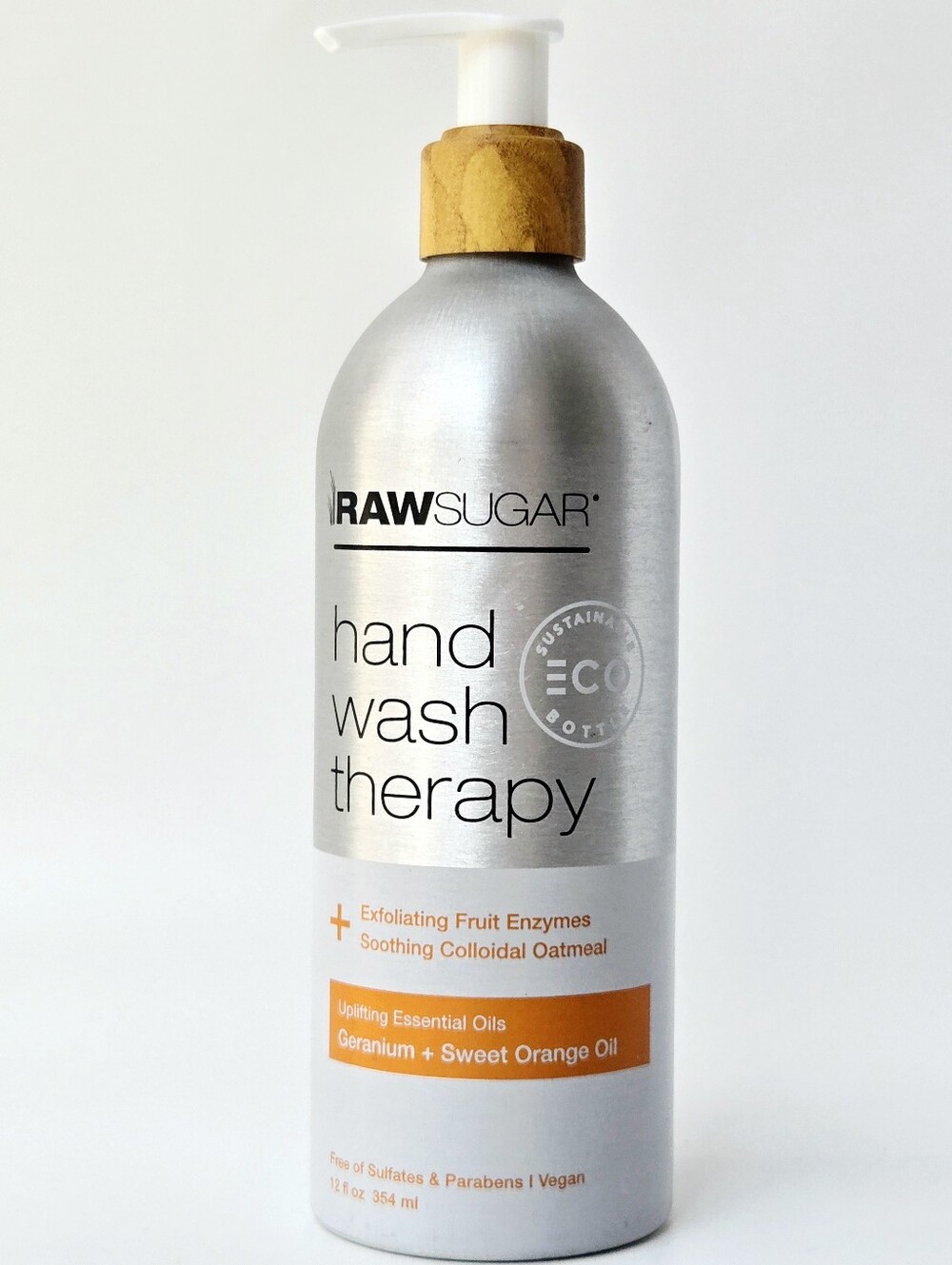 Raw Sugar Hand Wash Therapy Geranium Sweet Orange Oil 12oz Aluminum Bottle NEW
